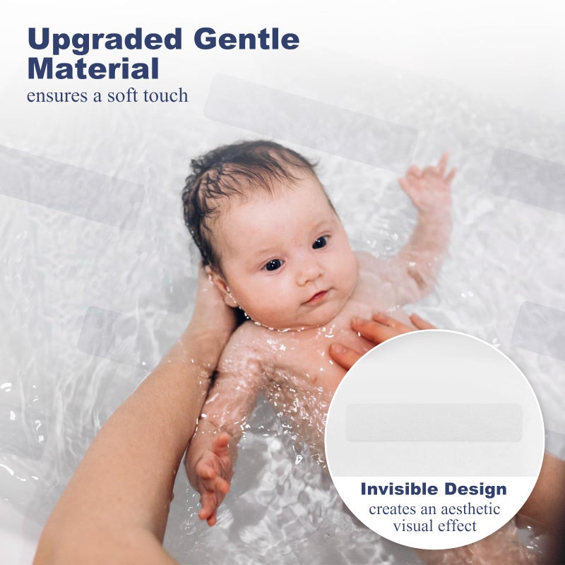 Gecork 28 PCS Shower Floor Non Slip Stickers with Strong Adhesive  Invisible & Durable Anti Slip Shower Stickers with Scraper for Bath Tub  Pools and Stairs(Clear Wide Rectangle) - Image 4